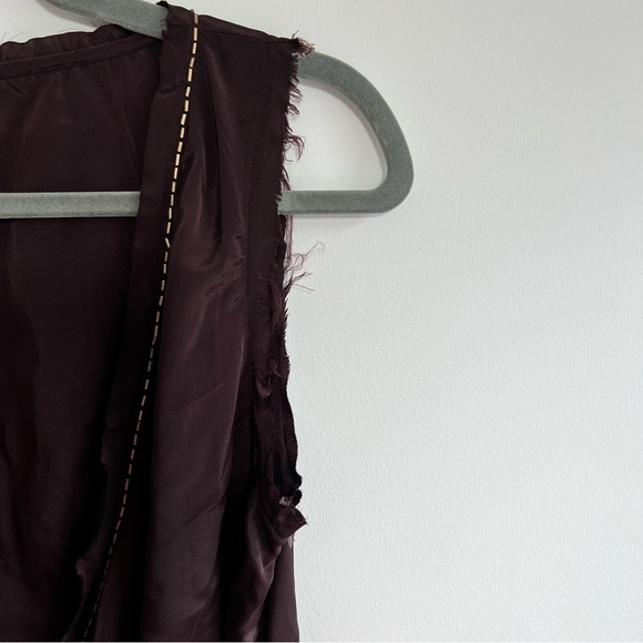 π DAVID BITTON | NWT Maroon Vintage Raw Edge Beaded Sleeveless Blouse - Picture 3 of 5